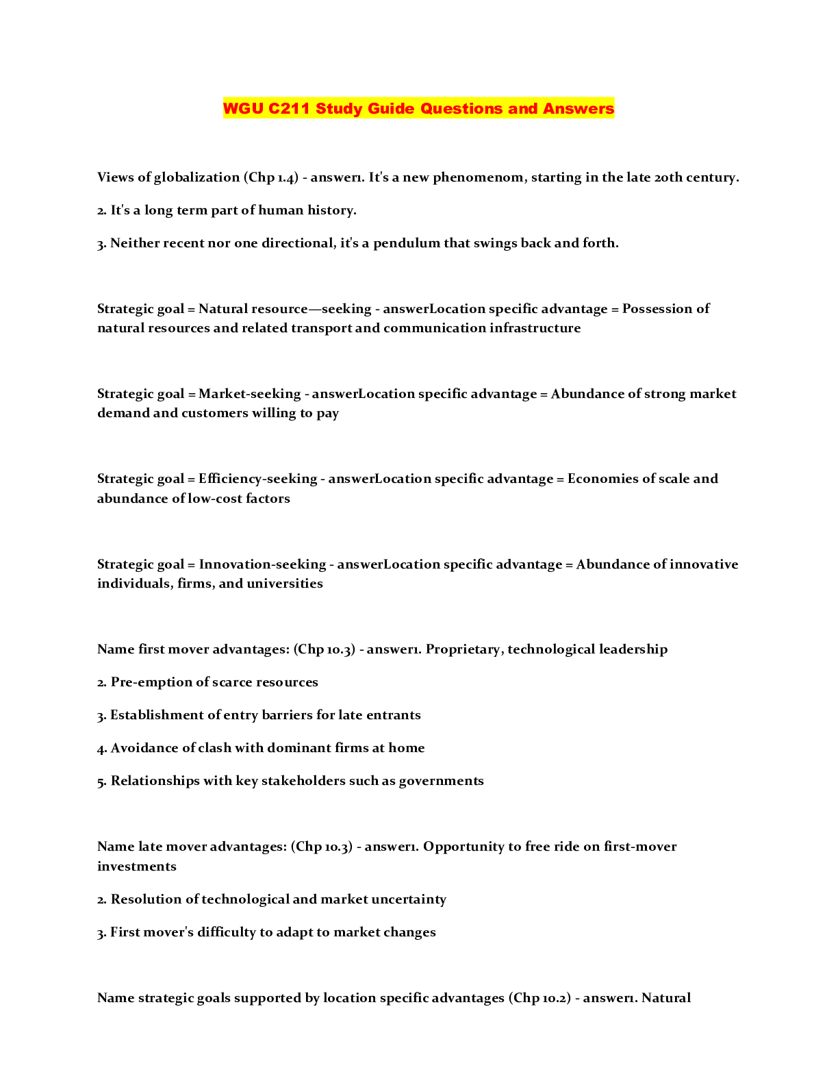 Preview image of WGU C211 Study Guide Questions and Answers document